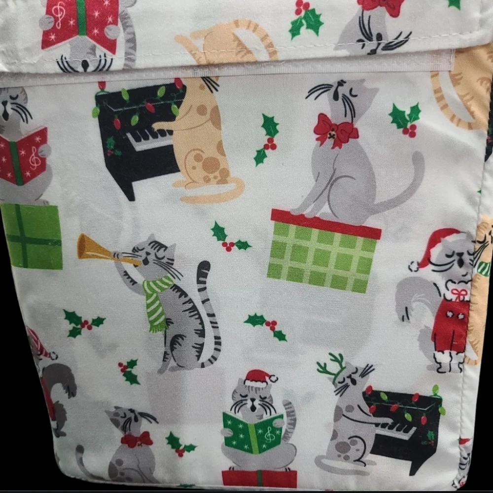 4pc Christmas Cats Caroling Hollyberry Queen Size Bed Sheet Set Decor New